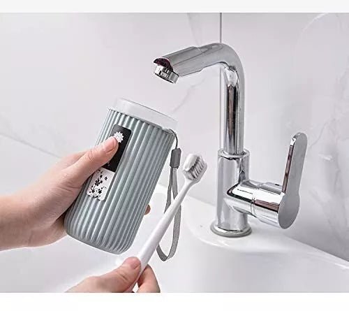 2Pc Capsule Travel Toothbrush & Toothpaste Holder Case - Portable Plastic Storage