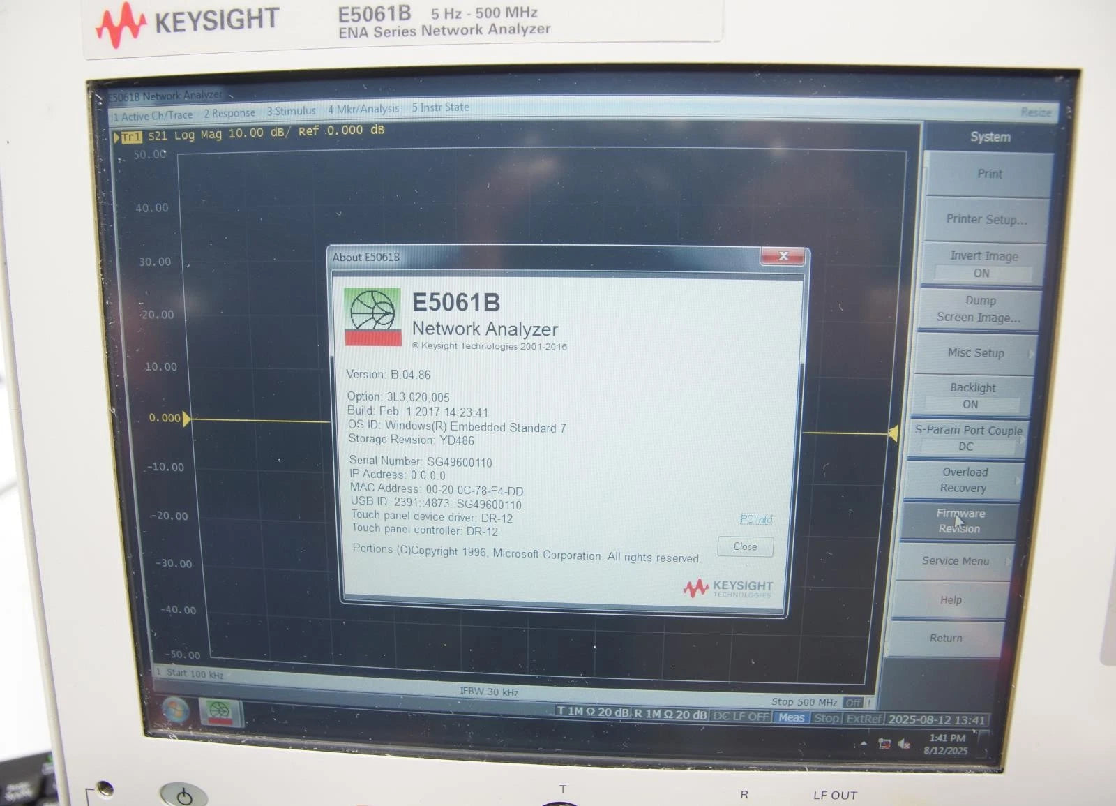 Agilent Keysight E5061B 5Hz - 500MHz ENA Network Analyzer OPT 3L3 020 005