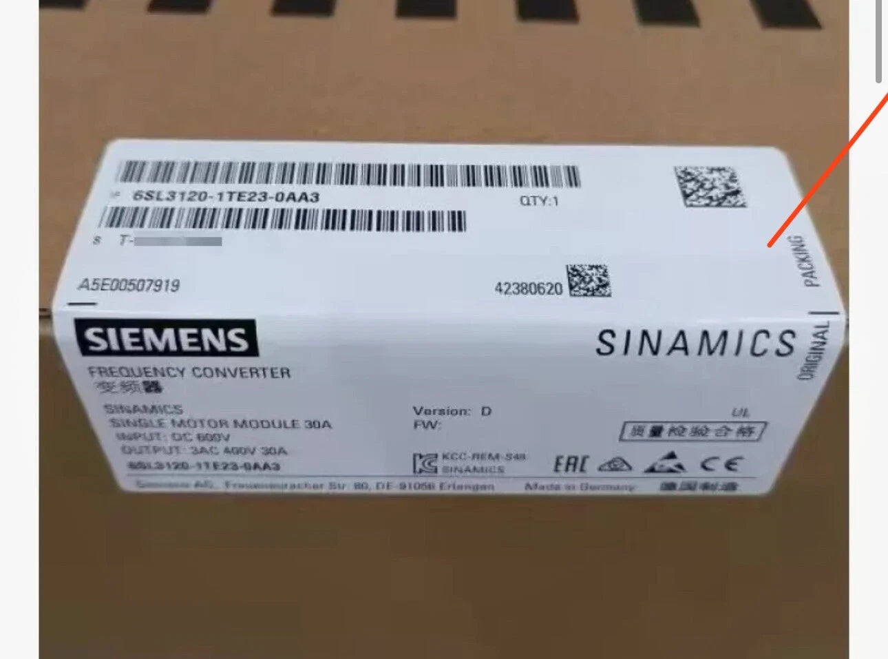 Compact Siemens 6SL3120-1TE23-0AA3 Drive for Industrial Applications