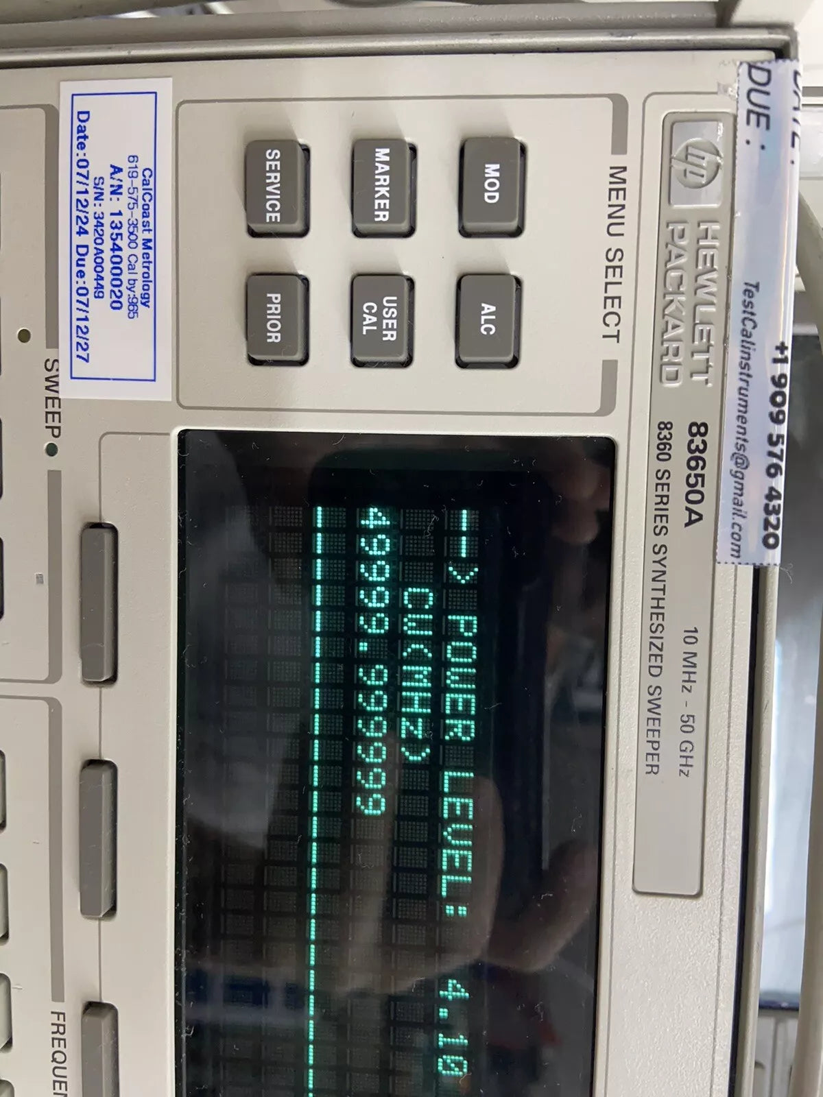 83650A OPT 8 1 Hz Res, Calibrated! 10MHz-50GHz Internal Pulse/Ext AM/FM