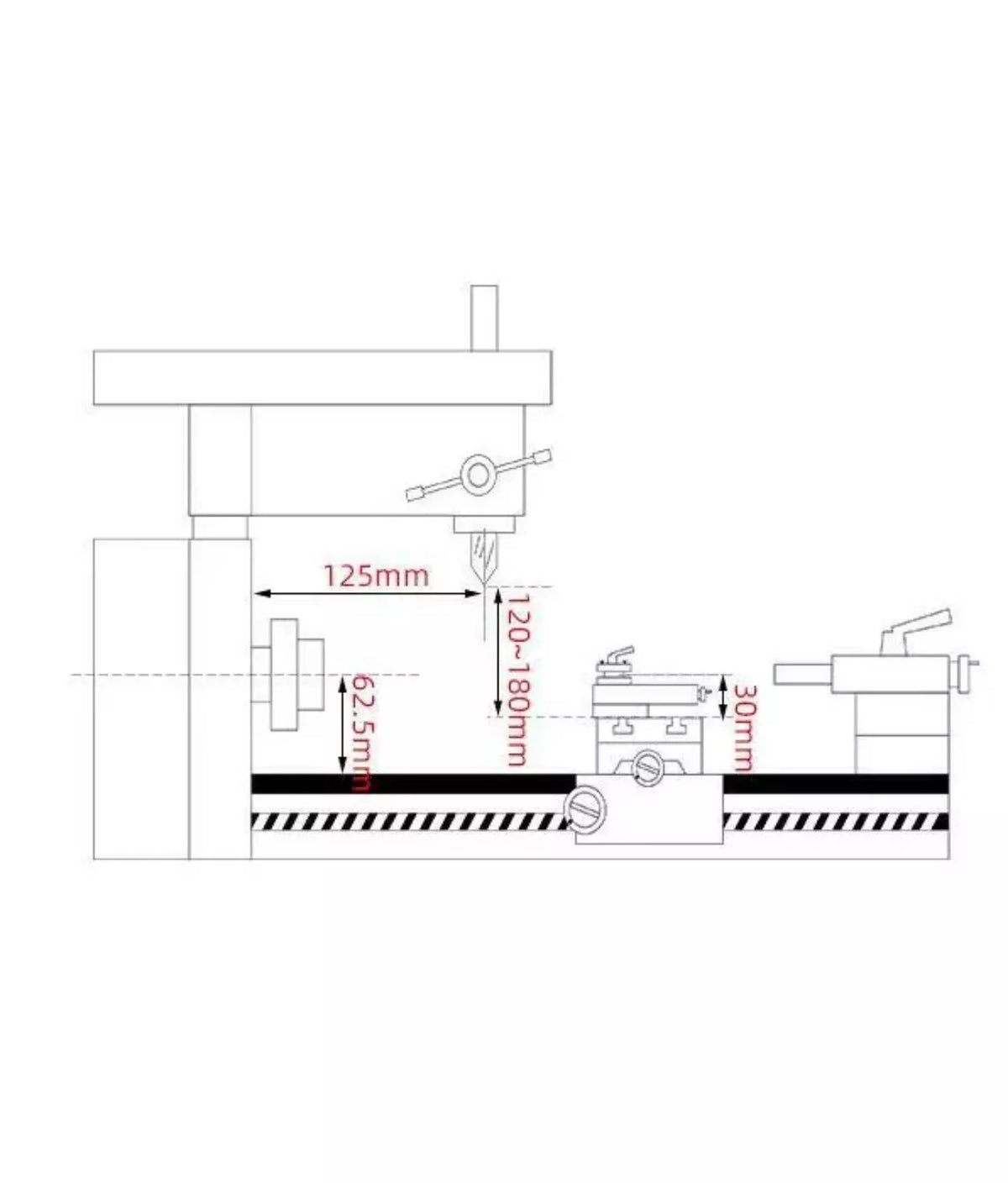 Mini Lathe Machine Desktop DIY Drilling Milling Machine 220V 180W