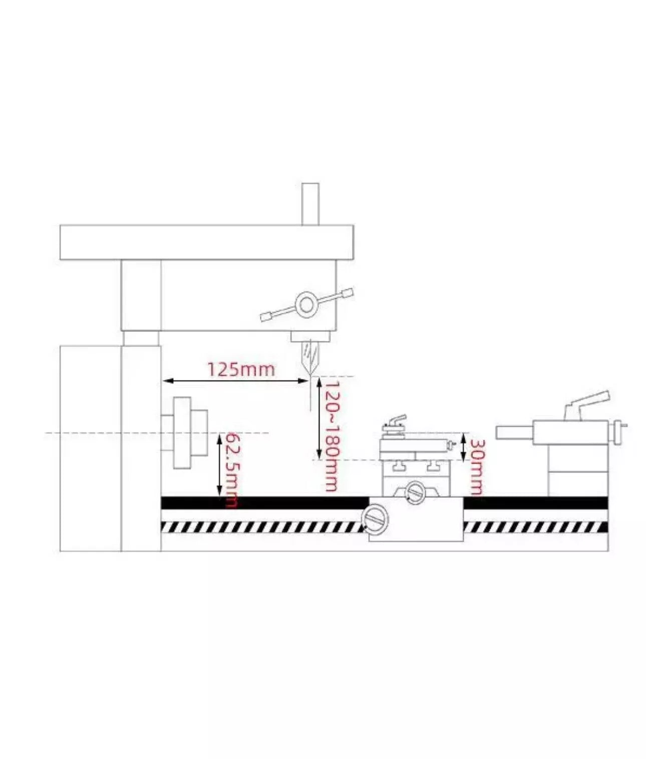 Mini Lathe Machine Desktop DIY Drilling Milling Machine 220V 180W