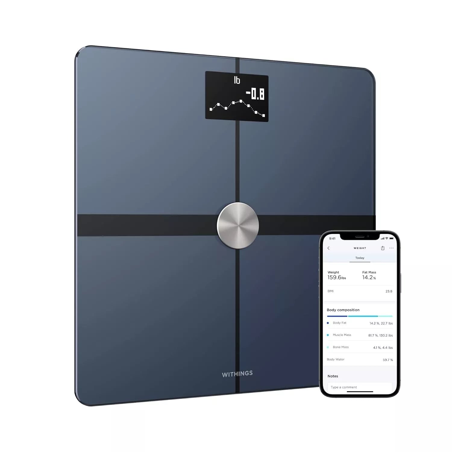 Withings Body+ Wi-Fi Smart Bathroom Scale for Body Fat, Weight Loss & Composition