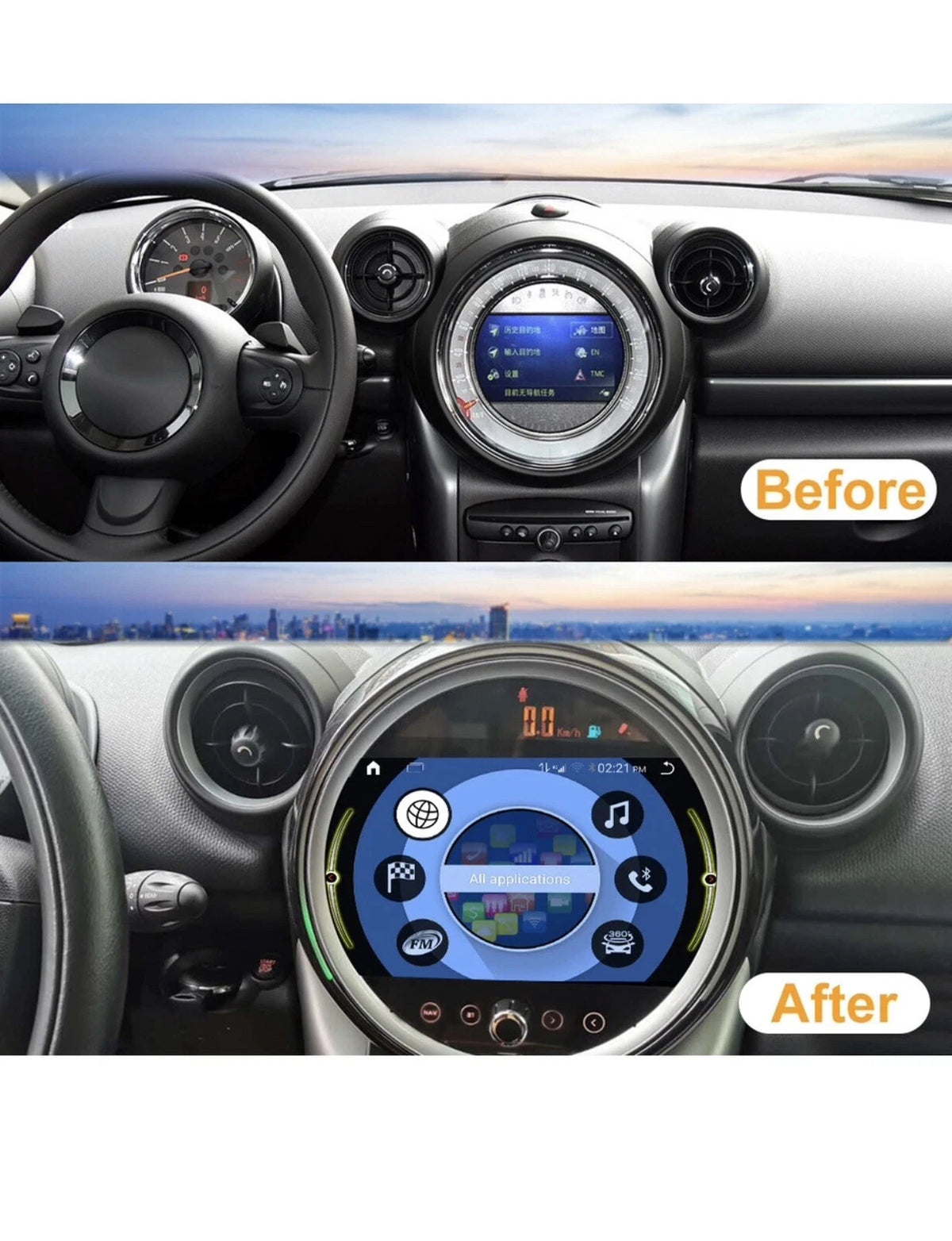 8GB+128GB Android 13 Car Multimedia Player for BMW Mini Cooper R60 2011-2016 BT