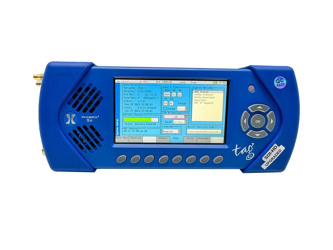 Phabrix Sx TAG Portable Hybrid IP SDI + Analog Generation Analysis