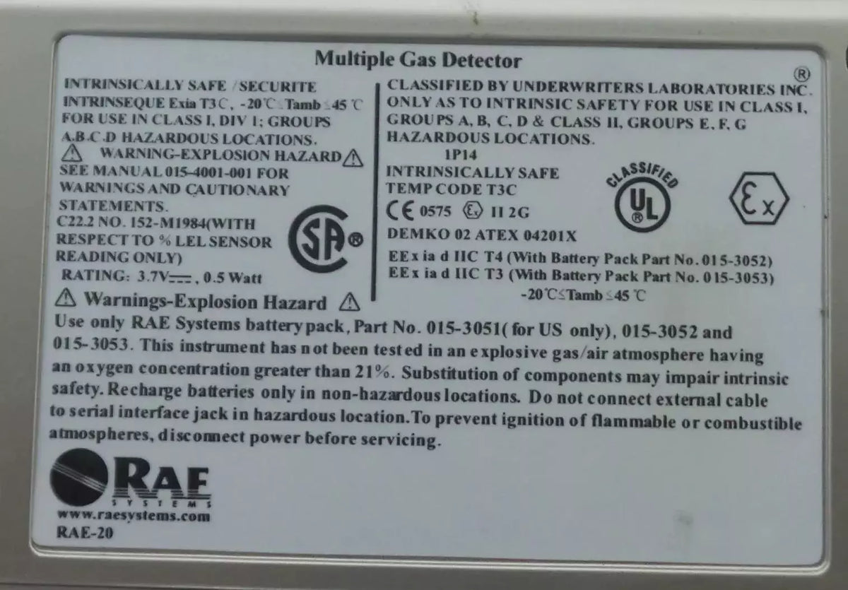 RAE Systems MultiRae Plus PGM2000 Multi-Gas Monitor