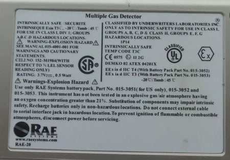 RAE Systems MultiRae Plus PGM2000 Multi-Gas Monitor