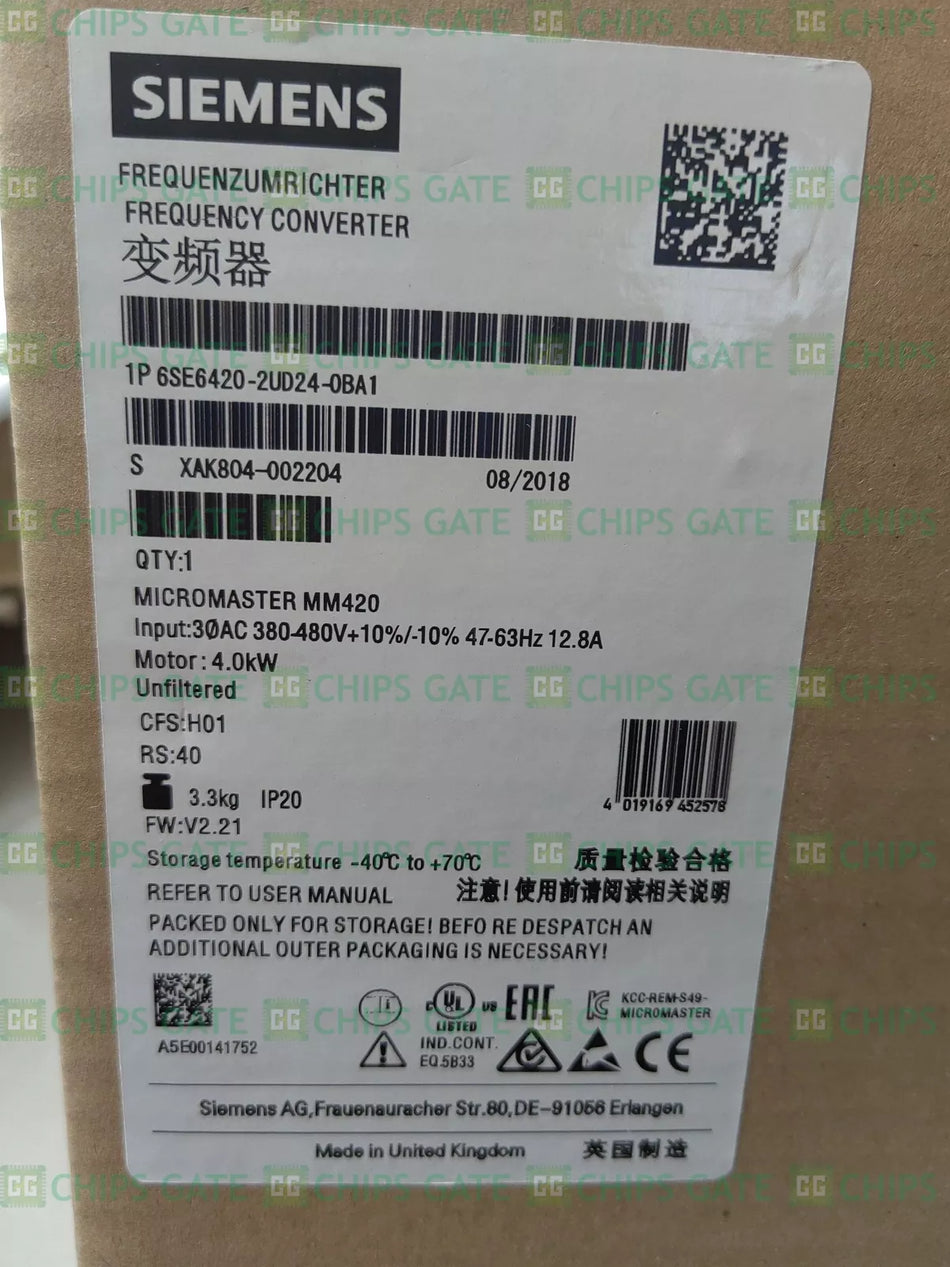 1PCS New Siemens 6SE6420-2UD24-0BA1 Micromaster 6SE6 420-2UD24-0BA1