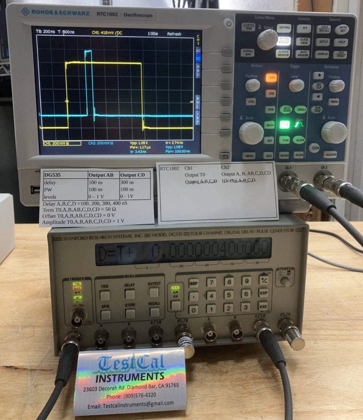 Stanford Research DG535 Delay / Pulse Generator OPT 01, 02, 03. Cal'd with data.