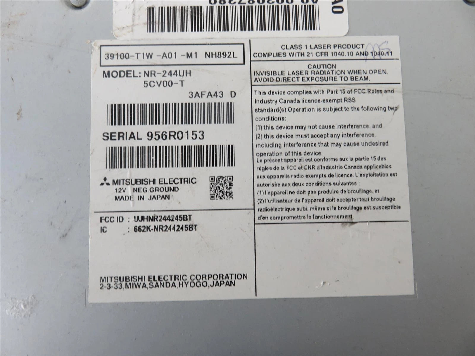 15 -2016 HONDA CR-V RADIO RECEIVER TOUCH SCREEN 39100-T1W-A01-M1