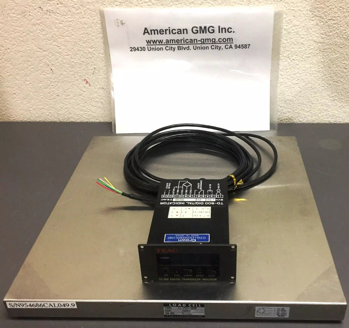 Yutaka TL-PS3-100K Load Cell Scale with Teac TD-500 Digital Transducer Indicator