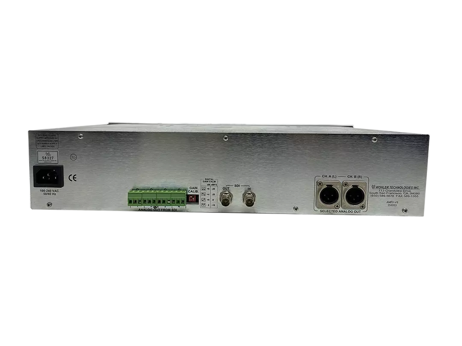 Wohler AMP2-VS One SDI Input on BNC with Reclocked SDI Output on BNC Channels