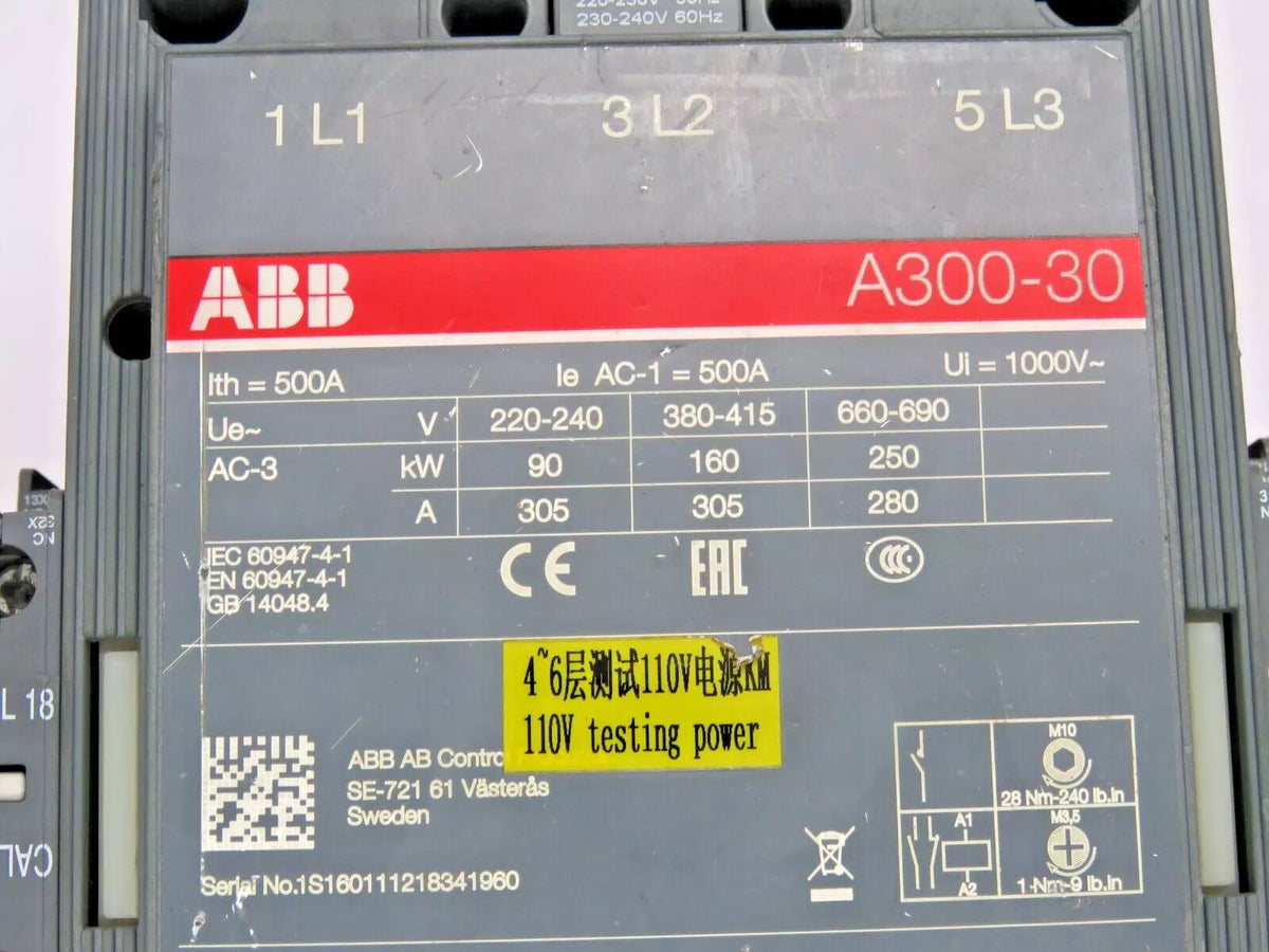 ABB A300-30 Power Contactor 230-240V Used Condition