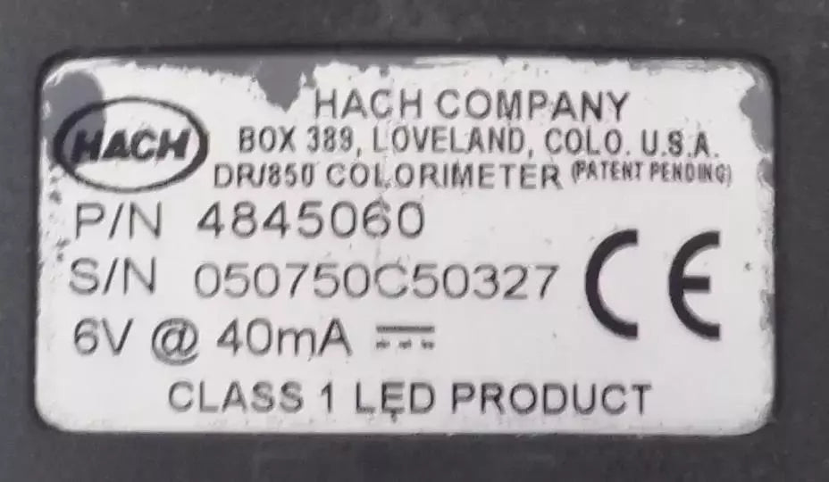 Hach Company DR/850 Portable Colorimeter P/N 4845060