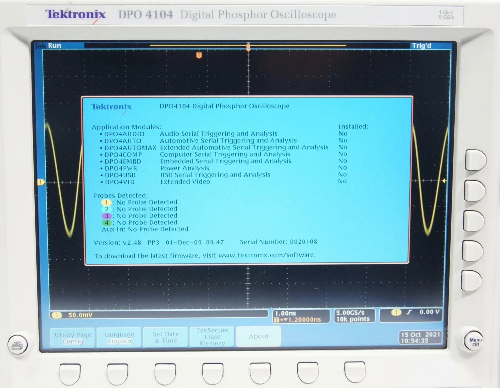 Tektronix DPO 4104 1GHz, 4 Channel, 5GS/s Digital Phosphor Oscilloscope