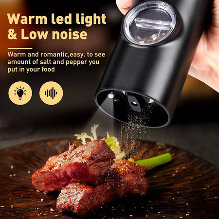 Electric Pepper Grinder & Salt Mill - Battery-Powered Automatic Ceramic Grinder