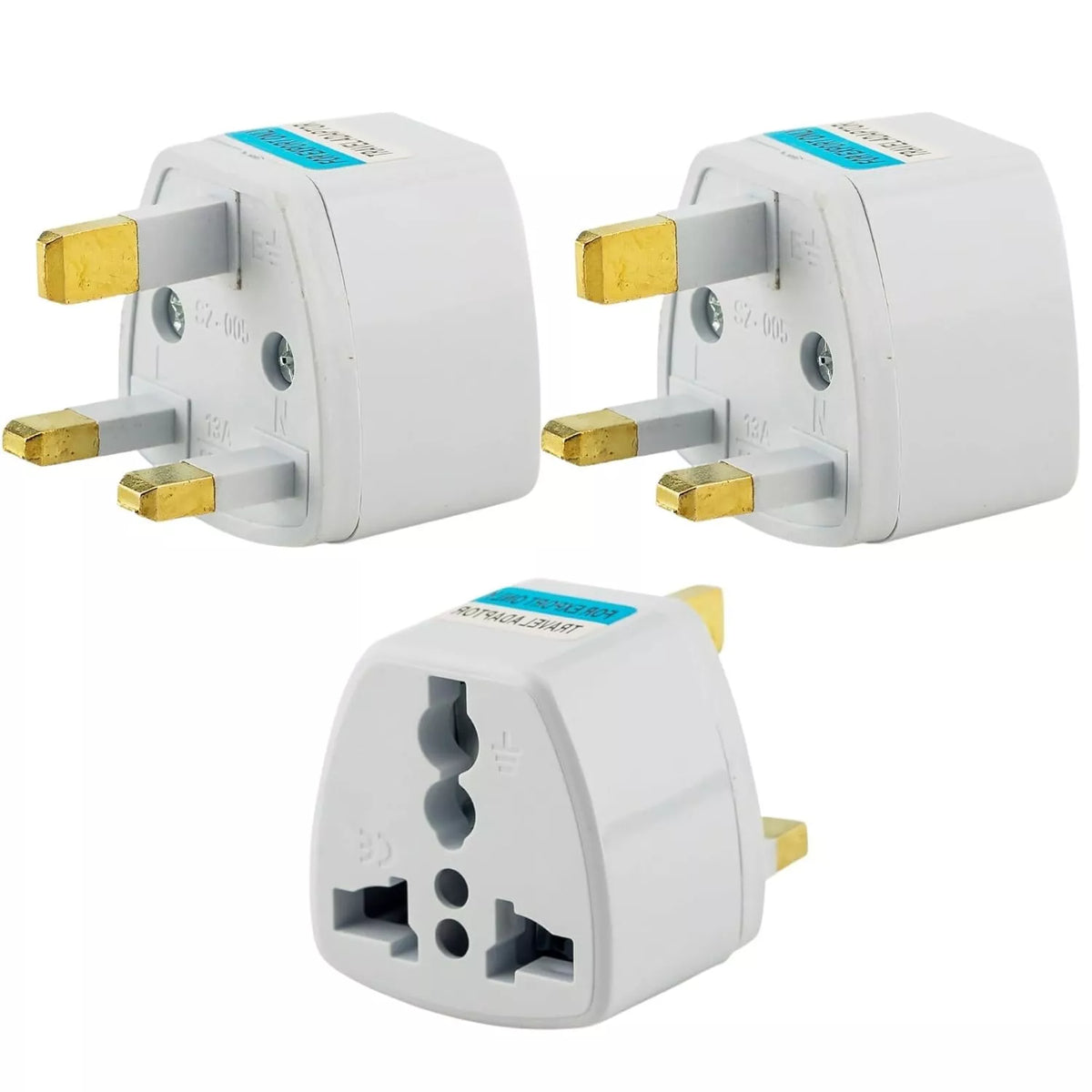 3pcs India to UK Type-G Plug Adapter – Universal Travel Adaptor