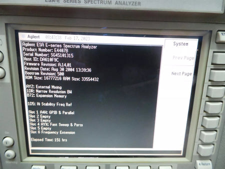 Agilent E4407B 9KHZ-26.5GHZ ESA-E Series Spectrum Analyzer