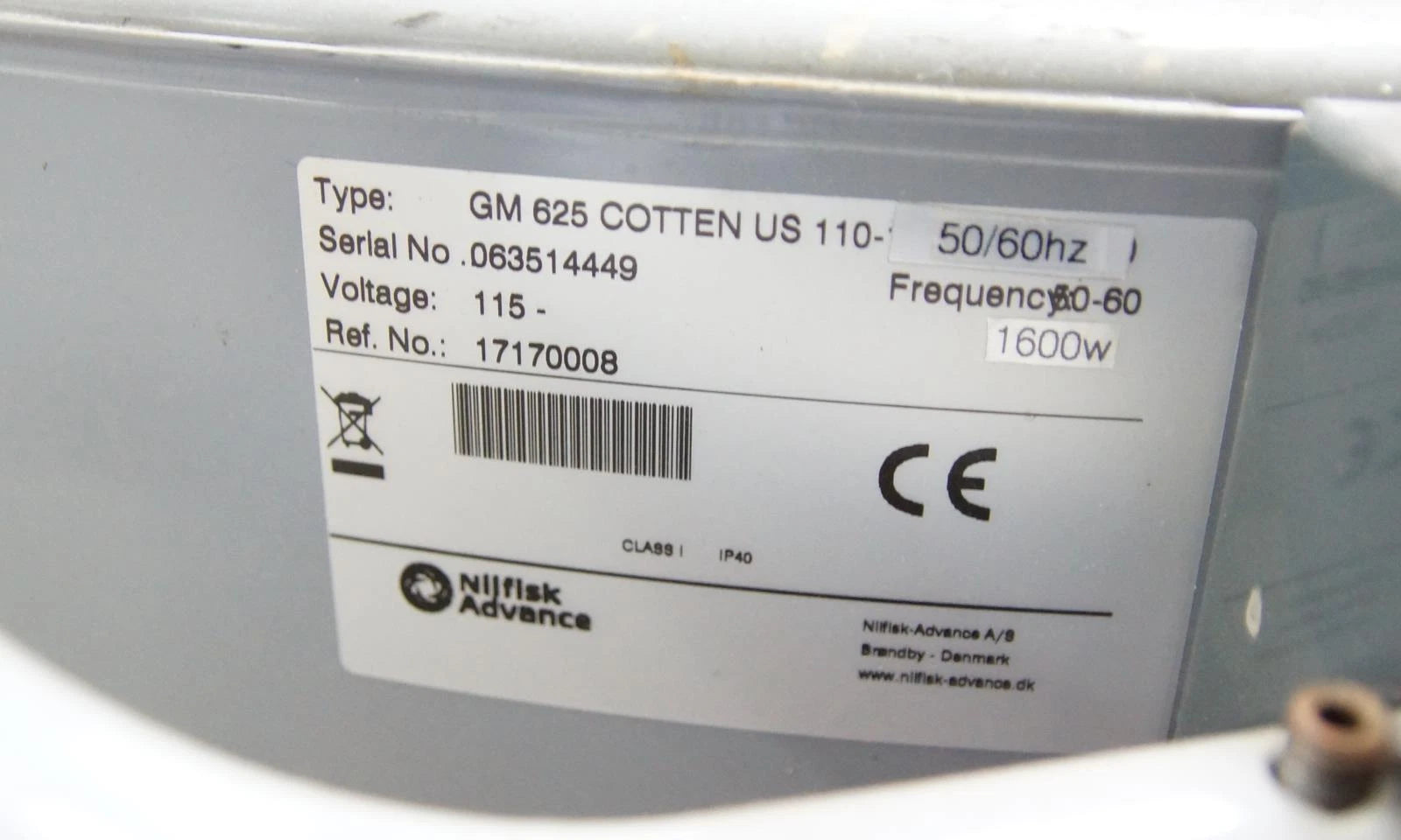 NILFISK GM 625 COTTEN US  INDUSTRIAL HEPA VACUUM 110-120V