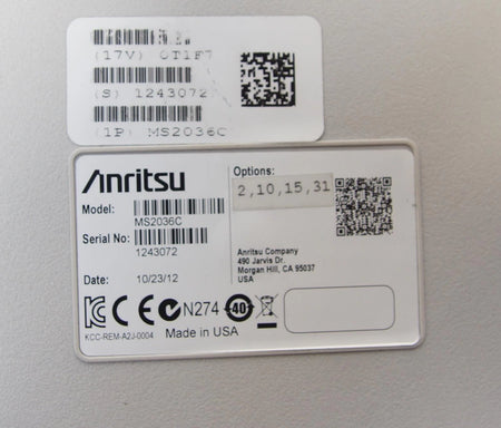 Anritsu MS2036C VNA Master 9MHz to 9GHz Vector Network Analyzer OPT 2/10/15/31