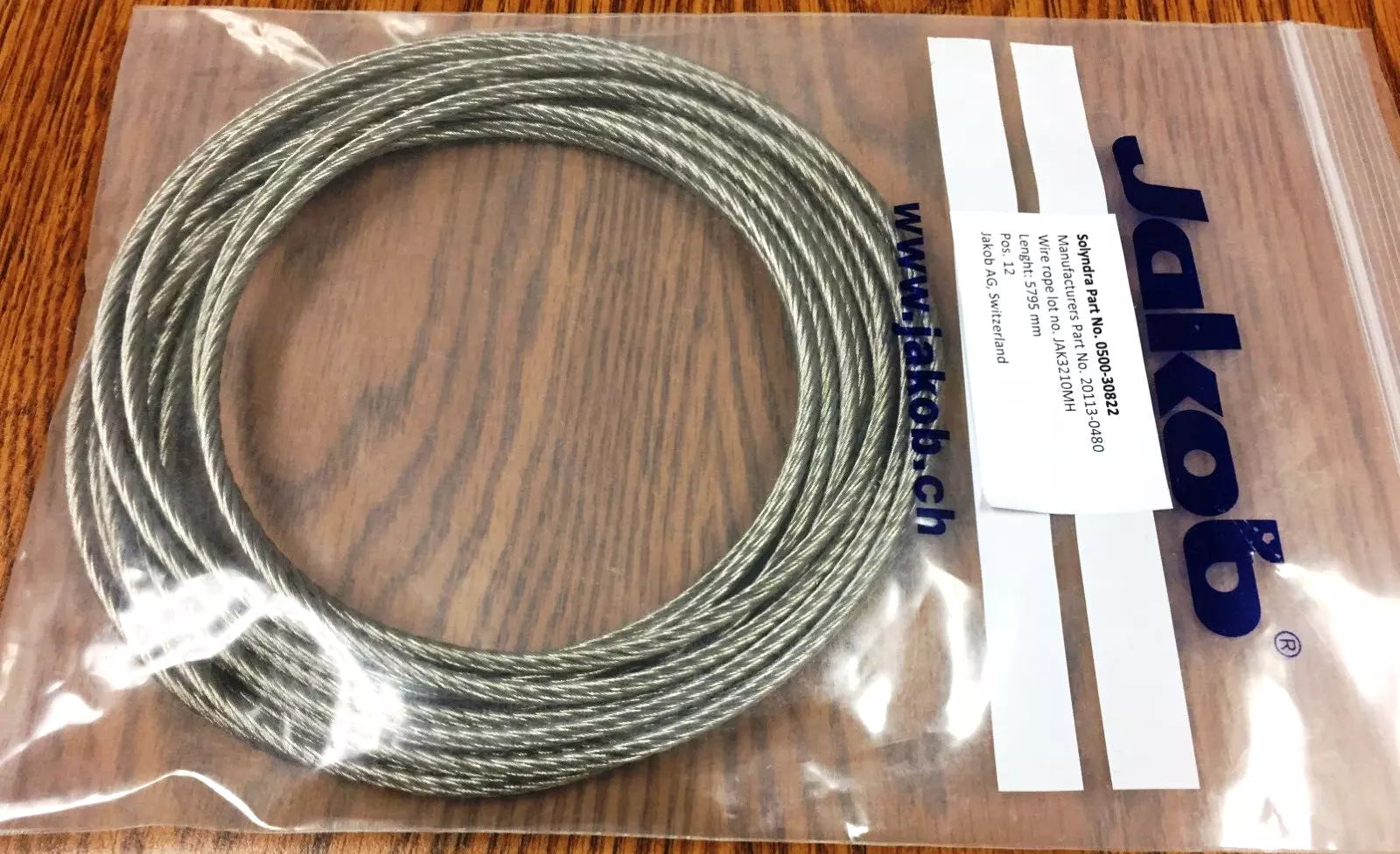 Jakob 20113-0480 Stainless Steel Wire Rope - 4mm Dia x 5795mm L