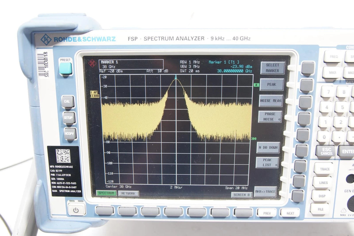 Rohde & Schwarz FSP 38 Spectrum Analyzer 9 KHz - 40 GHz 1164.4391.38