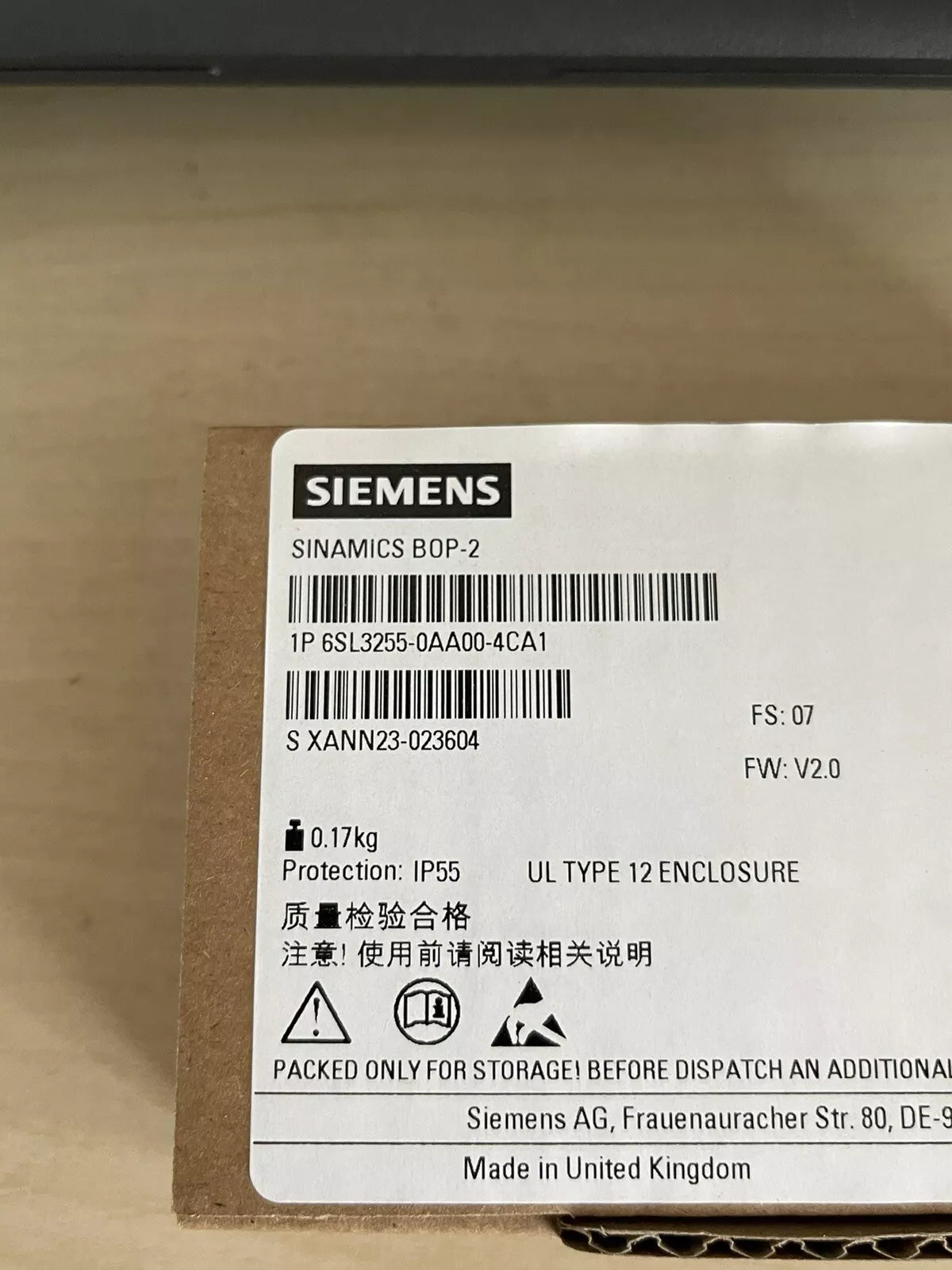 Siemens 6SL3255-0AA00-4CA1 Basic Operator Panel BOP-2 G120 Drive HIM