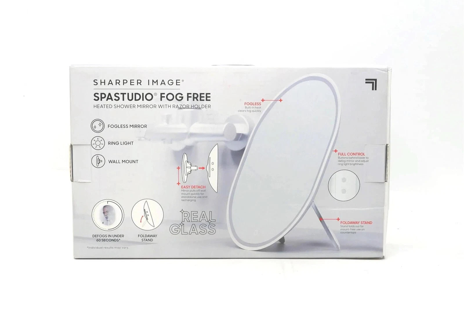 Sharper Image Spastudio Fog Free Heated Shower Mirror With Razor Holder