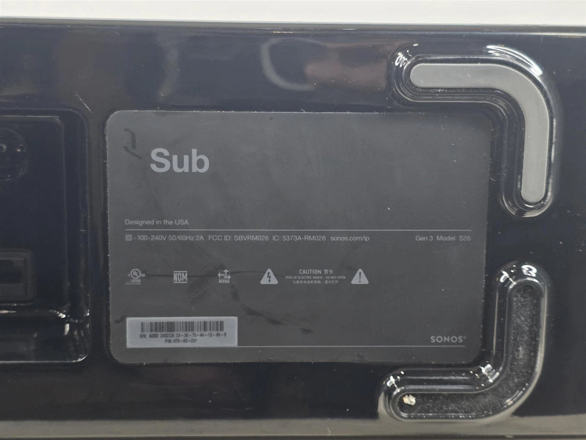 Sonos Sub Gen 3 Wireless Subwoofer Black S26- Free Shipping