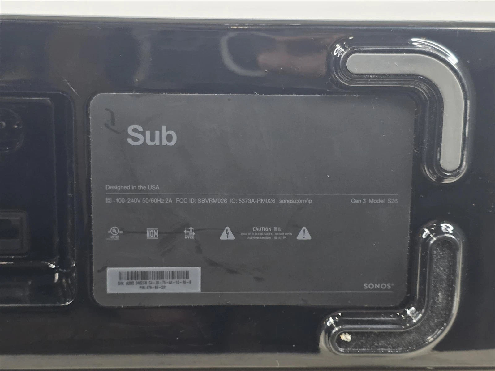 Sonos Sub Gen 3 Wireless Subwoofer Black S26- Free Shipping