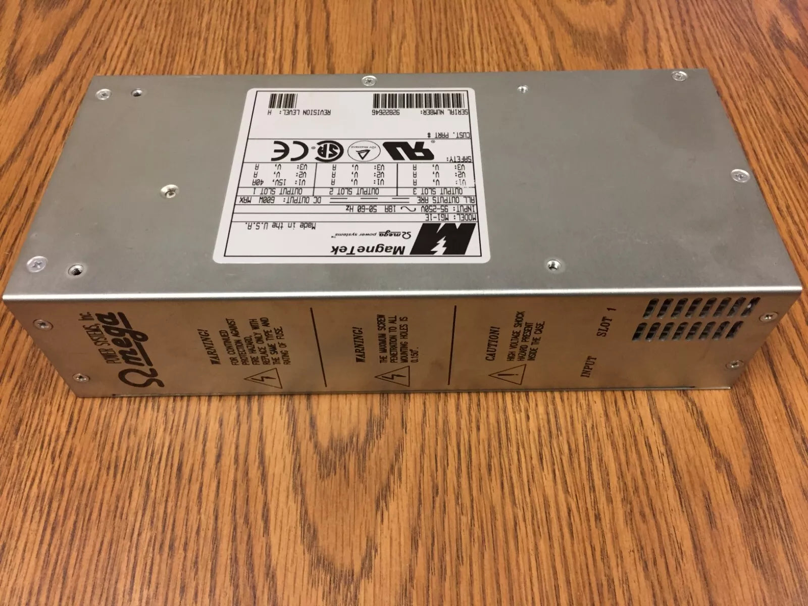 MagneTek MG1-1E Power Supply, AC Input 95-250V 18A 50-60 Hz, DC Output 15V 40A