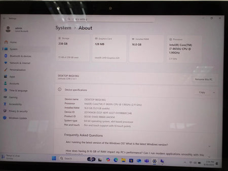 Dell Latitude 5290 2-in-1 Core i7-8650U 1.90GHz 16GB 256GB Touch Win 11 Pro