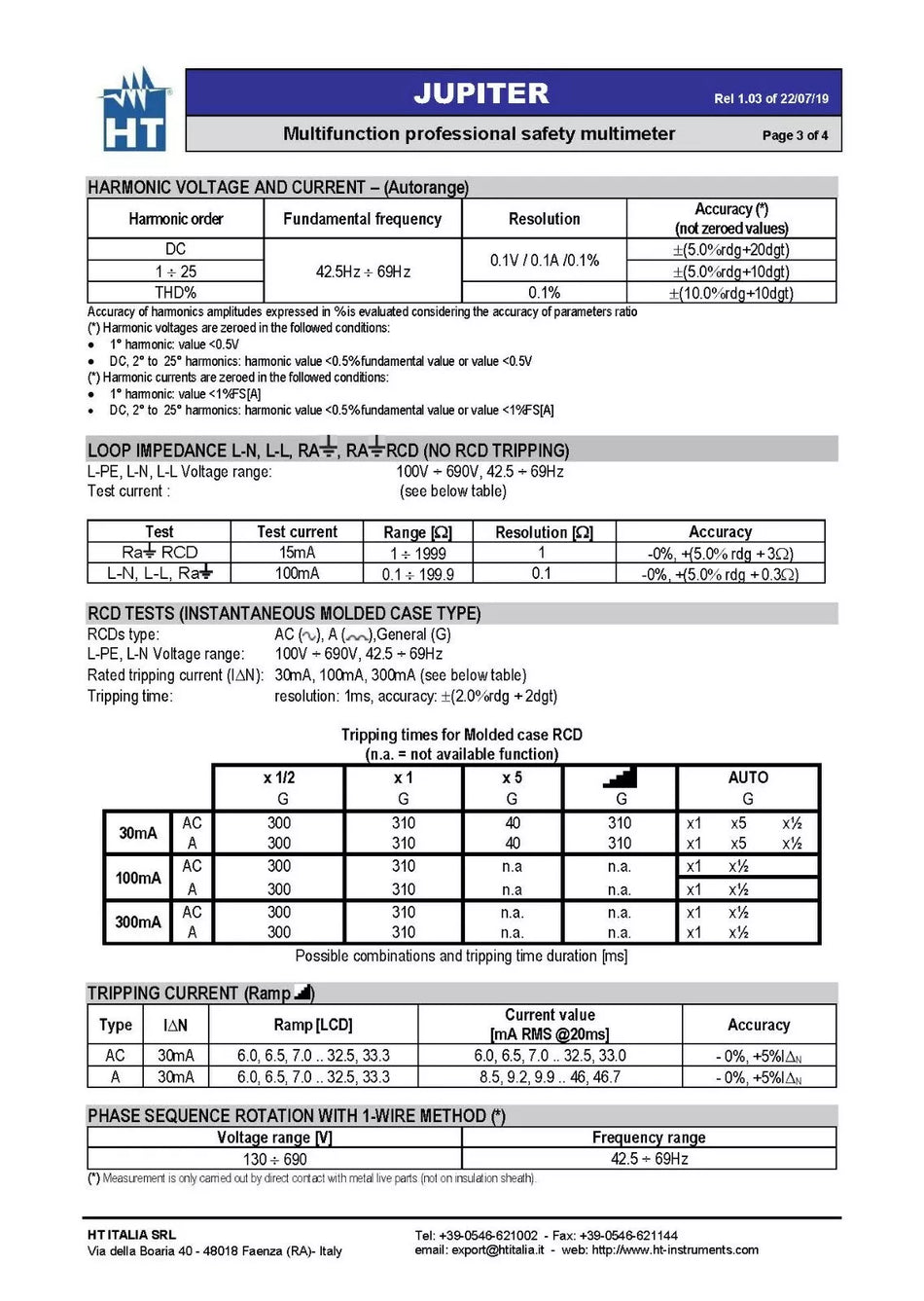 HT Instruments JUPITER Multifunction Multimeter 690V / AC+DC LoZ Input