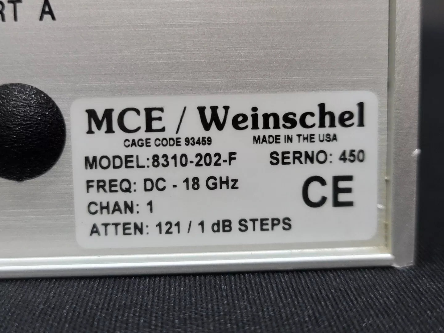Weinschel 8310-202-F: DC-18GHz 121 / 1dB Step Attenuator