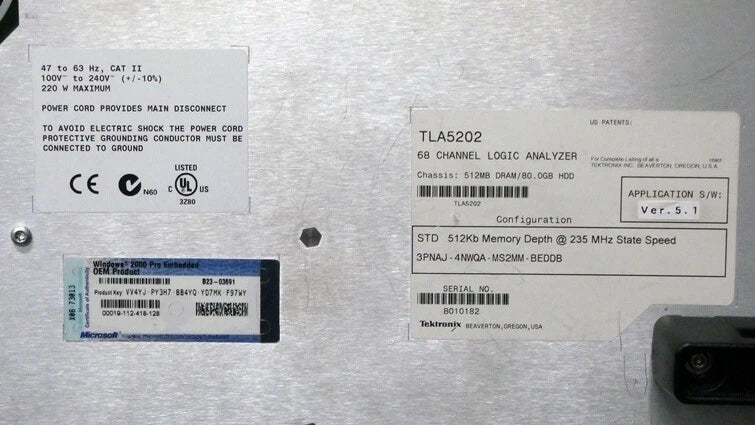 Tektronix TLA5202 68ch 8GHz 1MW Logic Analyzer