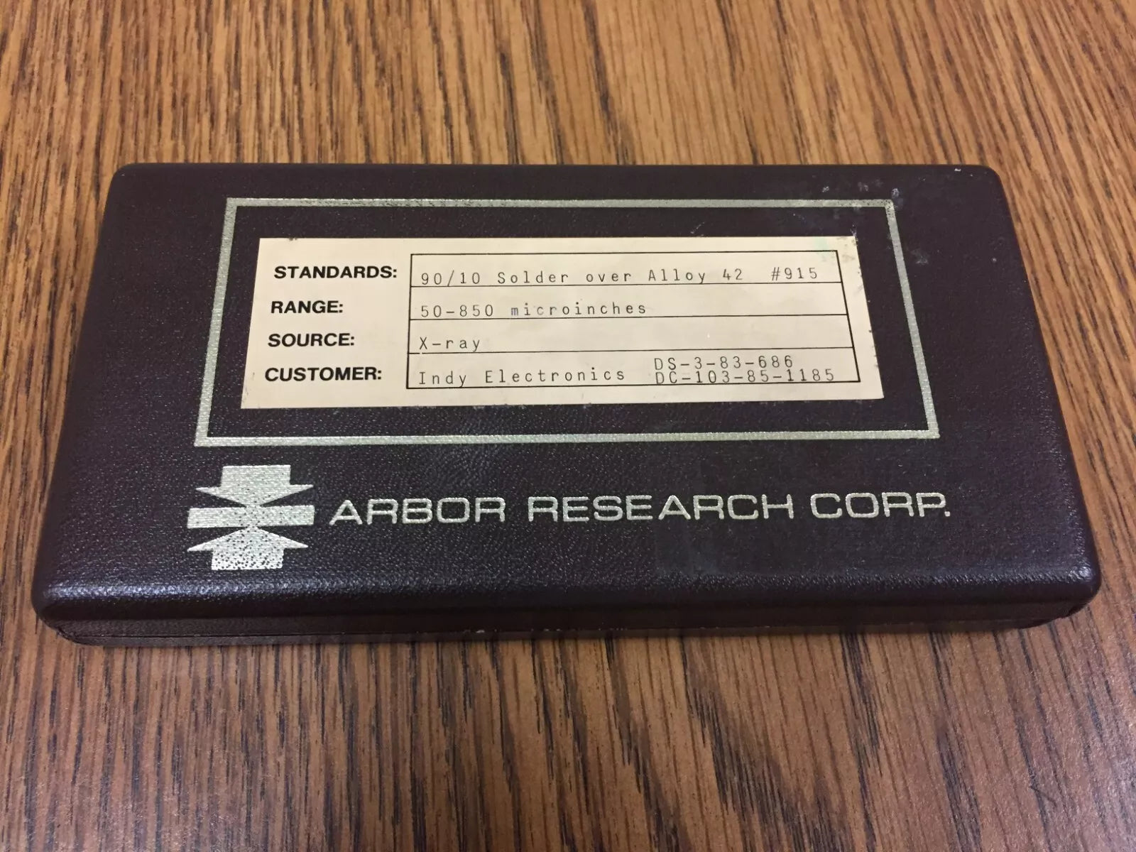 Arbor Research XRF Coating Thickness Standard: 90/10 Solder Over Alloy 42