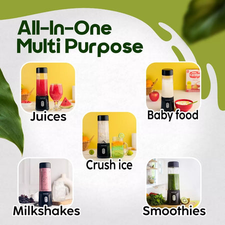 InstaCuppa Portable Blender USB Rechargeable 500ML for Smoothies & Ice Crushing