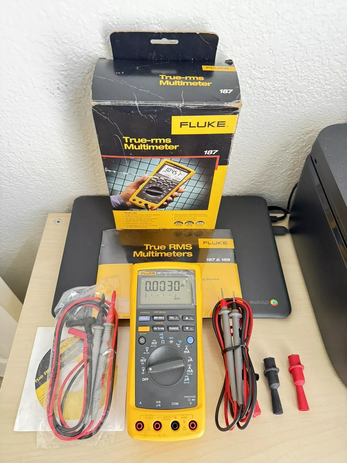 Fluke 187 True RMS Multi Meter with Leads & Calibration Certificate
