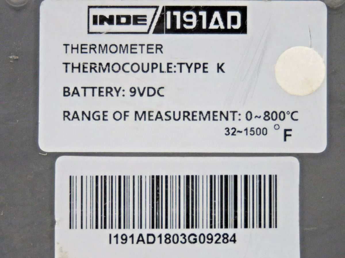 INDE I191AD Thermometer and Battery 9 VDC