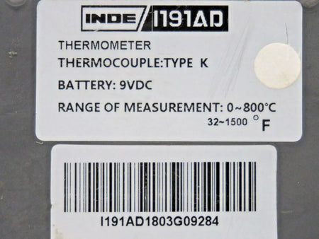 INDE I191AD Thermometer and Battery 9 VDC