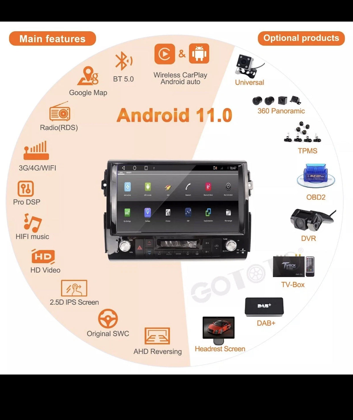 13.3'' For Toyota FJ Cruiser 2007-2021 Android Car Radio 2Din Stereo Receiver