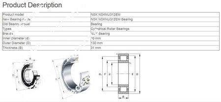 NSK NU 312 EM Cylindrical Roller Bearings 60x130x31mm