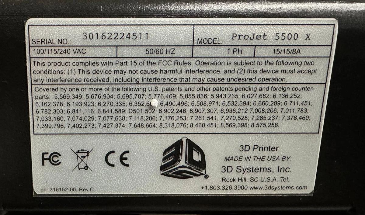 3D Systems ProJet MJP 5500X MultiJet Industrial 3D printer