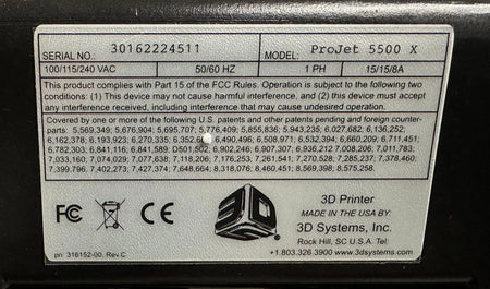 3D Systems ProJet MJP 5500X MultiJet Industrial 3D printer