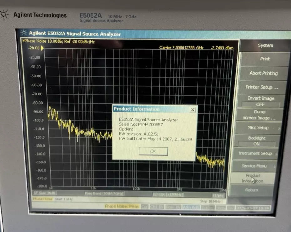 AGILENT/KEYSIGHT E5052A 10 Hz – 7 GHz MXA Signal Source Analyzer
