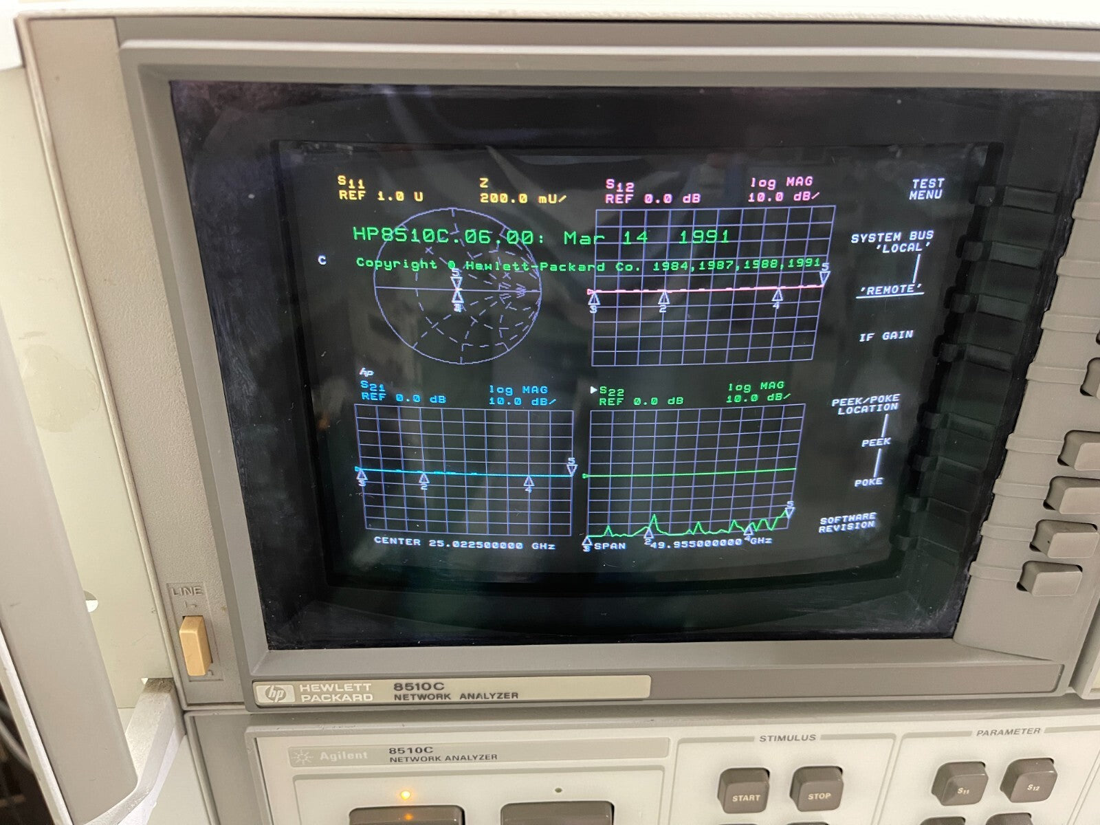 HP Agilent 8510C Vector Network Analyzer System 45MHz - 50GHz , w/HP83650B (CRT) - XG eqpt