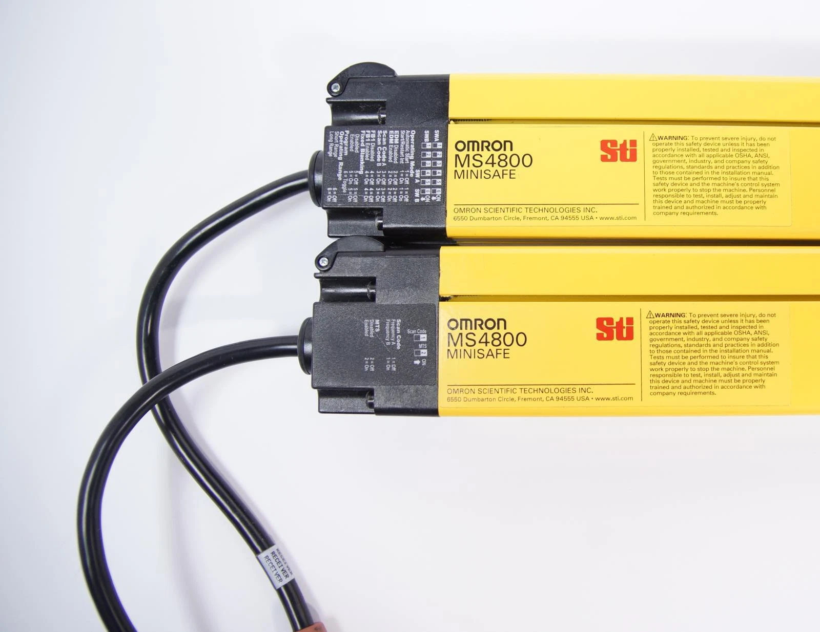 Omron MiniSafe MS4800S Light Curtains Receiver 14-0560-R & Transmitter 14-0560-X