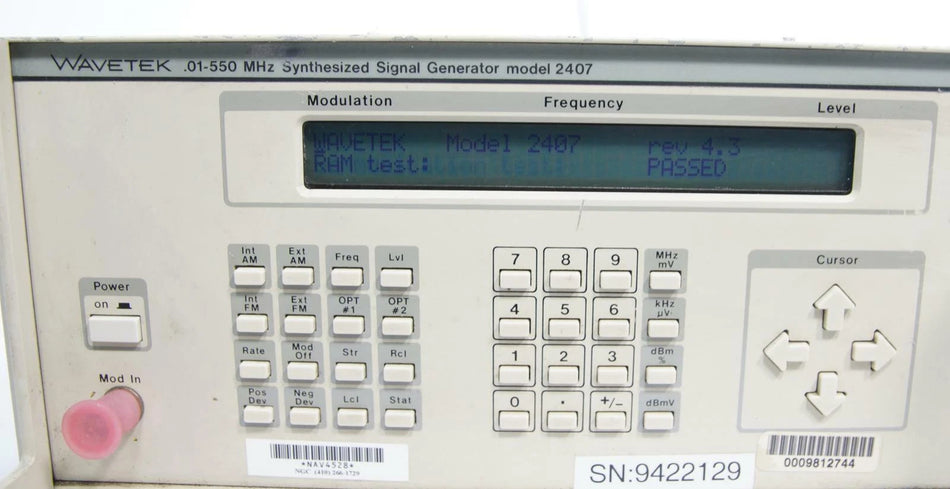Wavetek Model 2407 .01 - 550MHz Synthesized Signal Generator