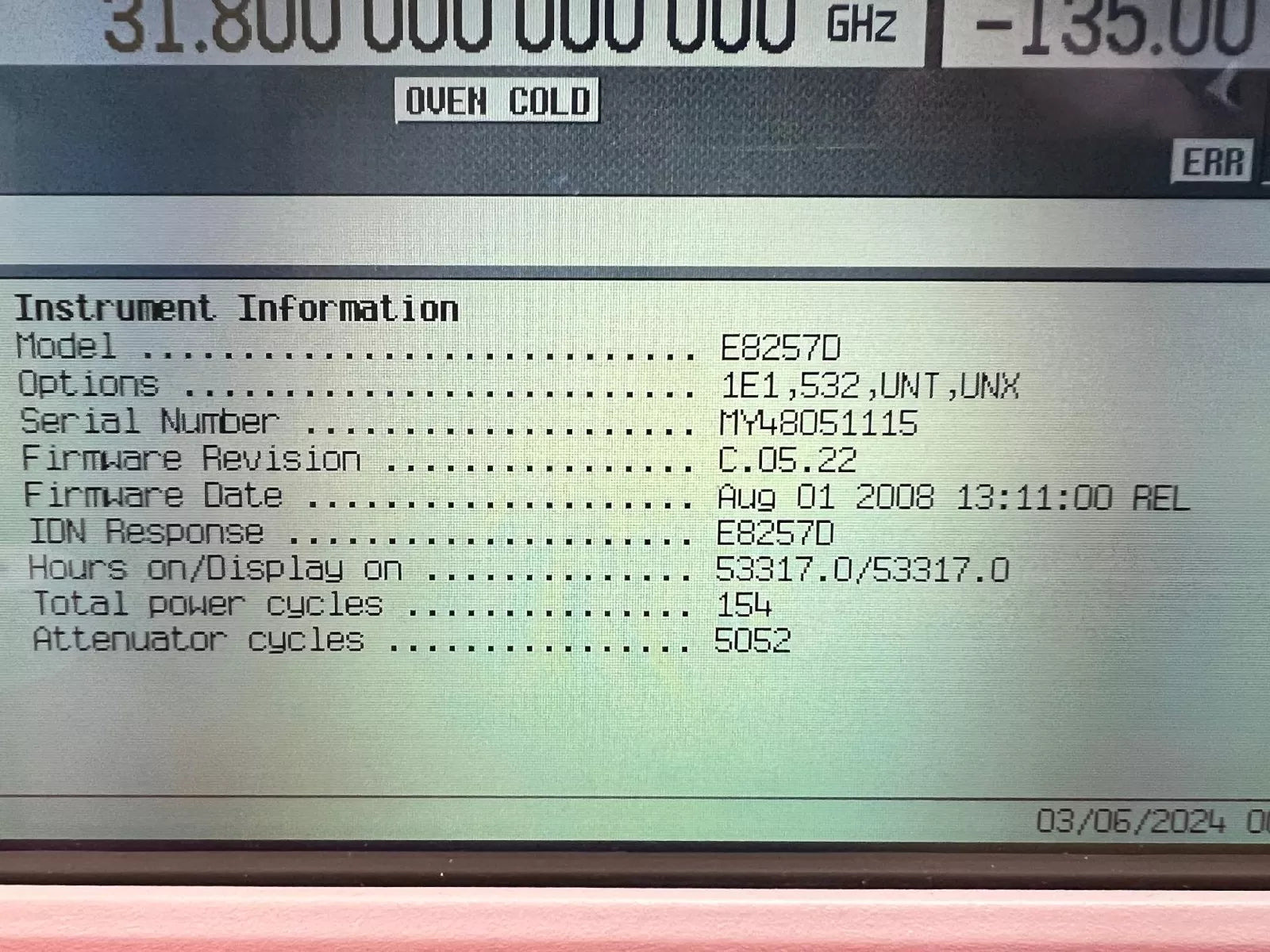 Agilent/Keysight E8257D PSG Analog Signal Generator, 250 kHz to 31.8 GHz