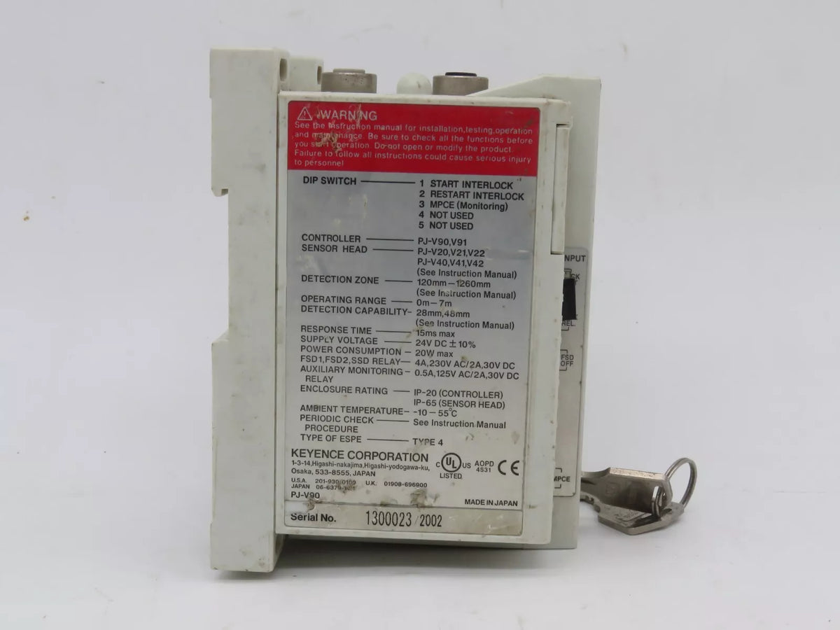 Keyence PJ-V90 Photoelectric Sensor Safety Light Curtain Controller 24V DC